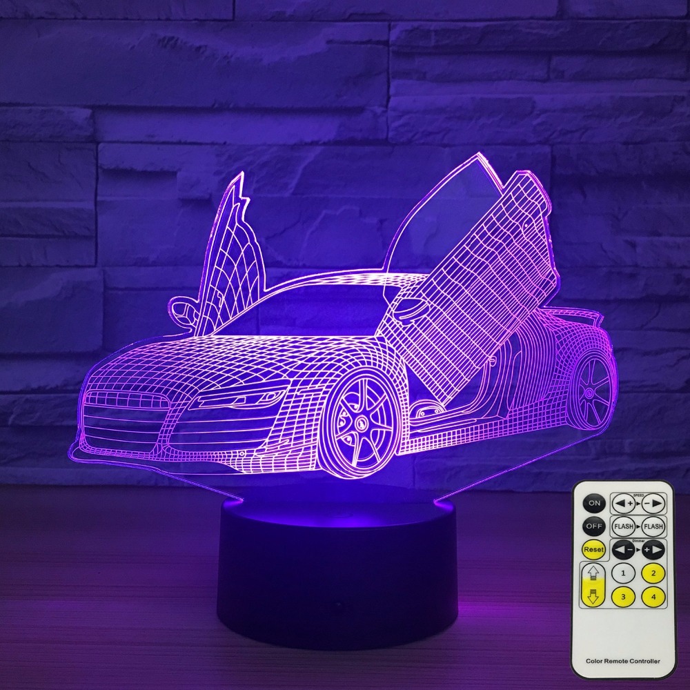 원격 터치 제어 가위 도어 슈퍼카 3D 램프 7 색 Led 야간 램프, 어린이 터치 Led Usb 테이블 램프, 야간 조명